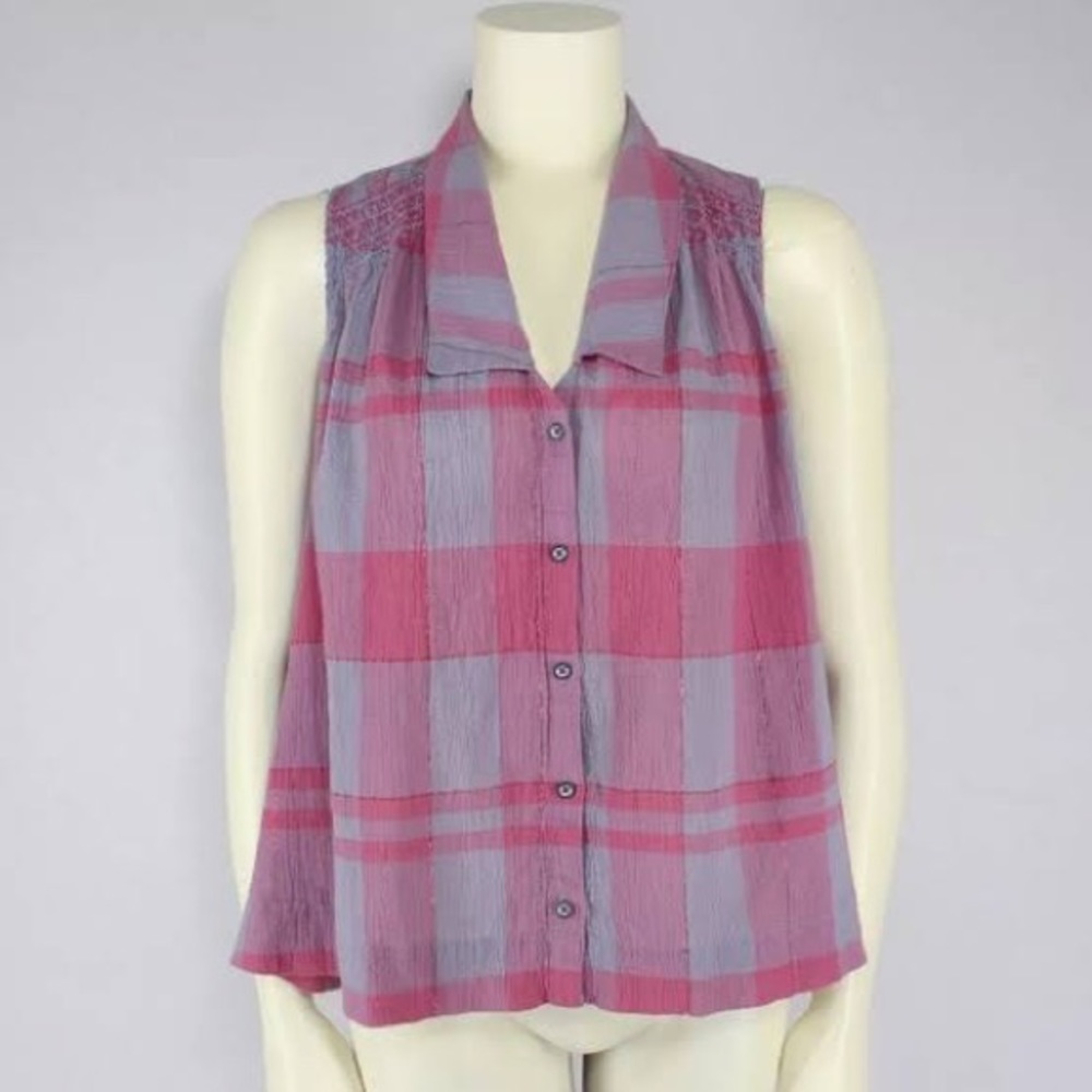 Anthro purple plaid shirt